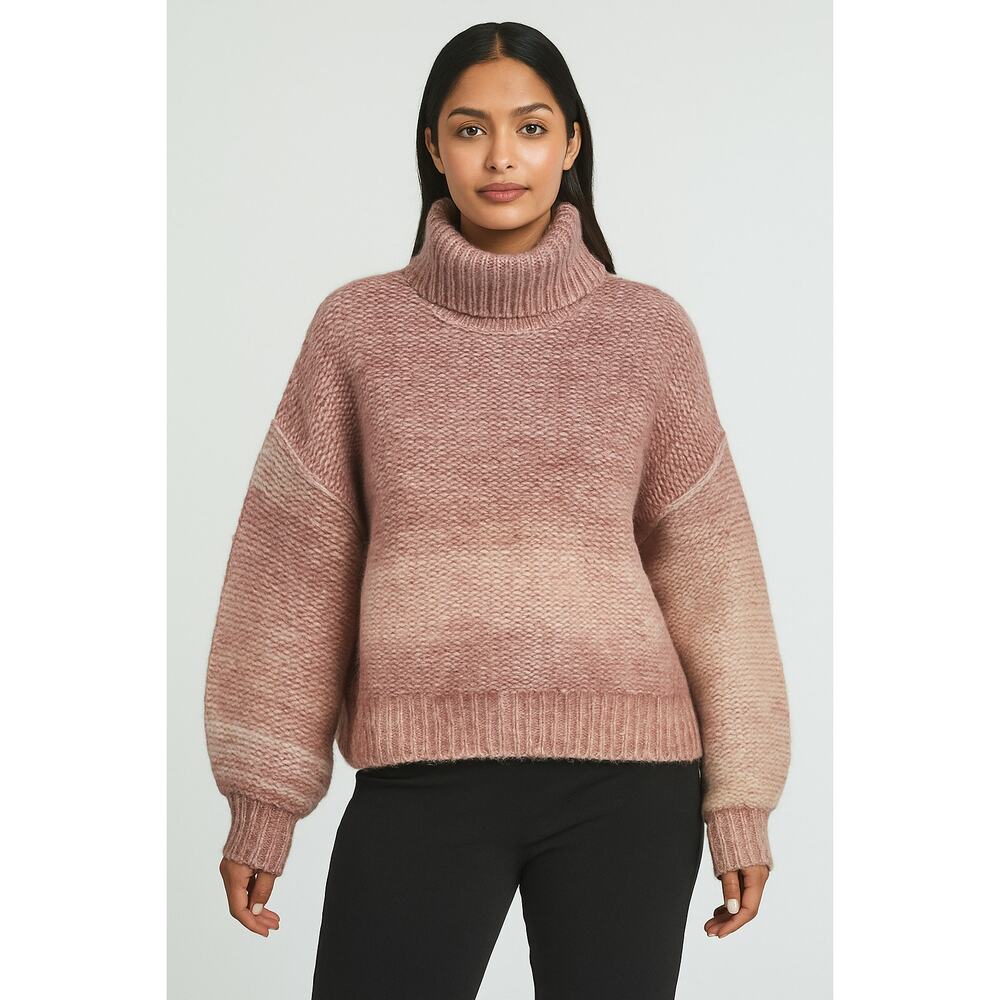 Rachel Zoe Mauve Ombré Chunky Knit Mock Neck Sweater – Size S - Picture 2 of 6